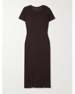 Leset Rozzi Layered Ribbed Jersey Midi Dress - Black