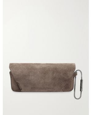 Brunello Cucinelli Suede Glasses Case - Brown