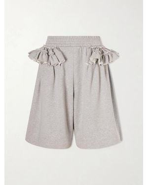 Dries Van Noten Ruffled Cotton-Jersey Shorts - Gray