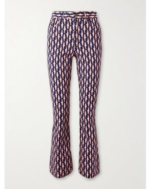 La DoubleJ The Cropped Printed Mid-Rise Flared Jeans