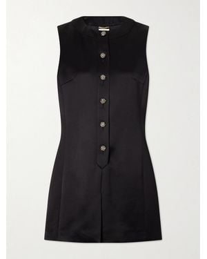Saint Laurent Crystal-Embellished Crepe Mini Dress - Black