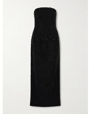 Clio Peppiatt Tina Strapless Embellished Crepe Gown - Black
