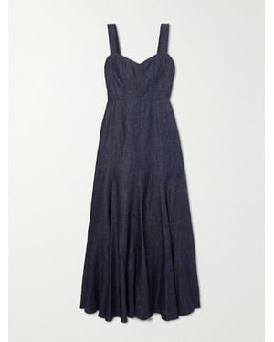 Gabriela Hearst Gail Linen-Chambray Maxi Dress - Blue