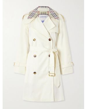 Burberry Doppelreihiger Trenchcoat Aus Baumwollgabardine Mit Karomuster - Natur