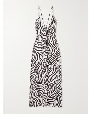 Max Mara Beachwear Danilo Zebra-Print Stretch-Knit Midi Dress - White