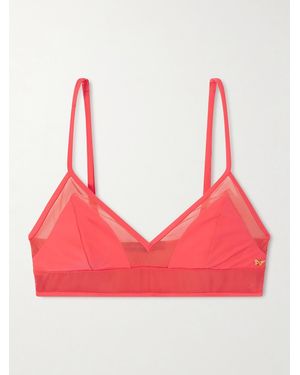 Kiki de Montparnasse Peep Show Mesh-Trimmed Bikini Top - Rot