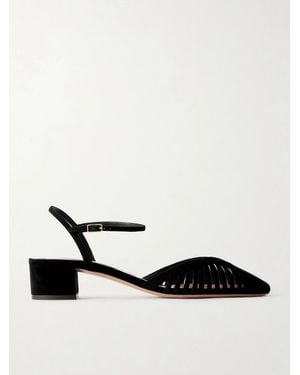 Aquazzura Yara 35 Suede Pumps - White