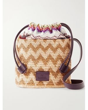 Missoni Small Striped Raffia Bucket Bag - Pink
