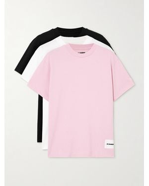 Jil Sander Three-Pack Appliquéd Cotton-Jersey T-Shirts - Pink