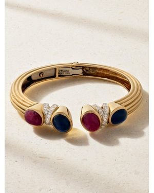 Eleuteri David Webb Vintage 1980S 18-Karat, Platinum, Ruby, Sapphire And Diamond Bangle - Metallic