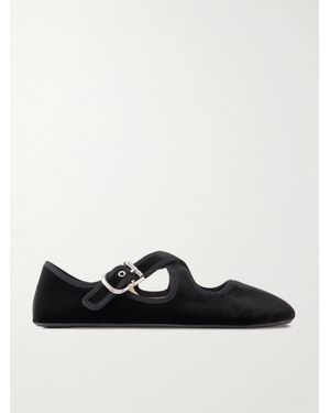 Alaïa Criss Cross Flache Schuhe Aus Samt - Schwarz