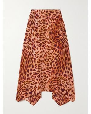 Stella McCartney Naya Leopard-Print Silk Crepe De Chine Midi Skirt - Orange