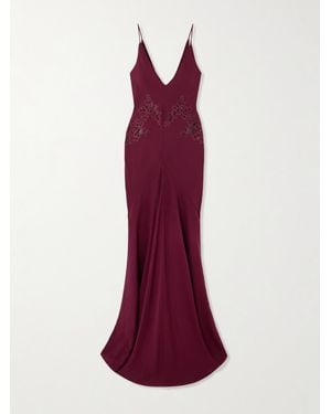 Gabriela Hearst Apuleius Robe Aus Seide Mit Spitzeneinsätzen - Lila
