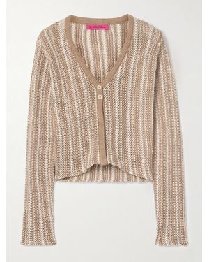The Elder Statesman Nora Lite Striped Crocheted Cotton Cardigan - Natural