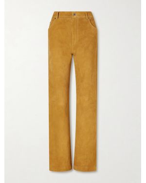 Loewe Suede High-Rise Straight-Leg Trousers - Yellow