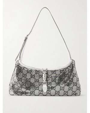 Gucci Jackie 1961 Slim Textured-Leather Shoulder Bag - Grey
