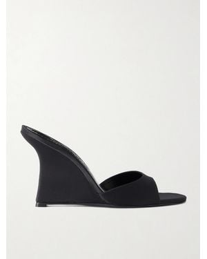 STAUD Brigitte Satin Wedge Mules - Blue