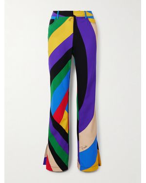 Emilio Pucci Printed Cady Flared Trousers - Blue