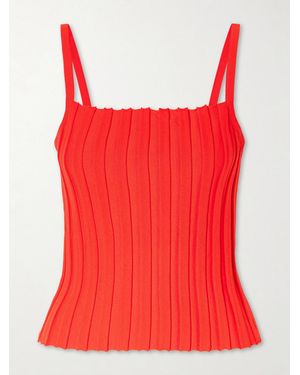 STAUD Skye Ribbed Jersey Tank - Red