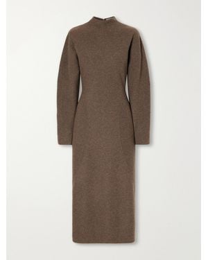 Max Mara Tenuta Panelled Wool-Blend Midi Dress - Natural