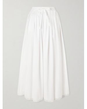 Dolce & Gabbana Jupe Longue En Coton Mélangé À Plis Et À Cordon De Serrage - Blanc