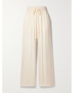 Bondi Born Net Sustain Ardea Pleated Seersucker Straight-Leg Trousers - Natural