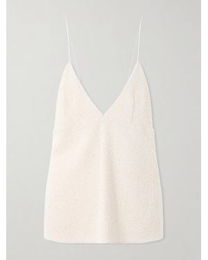 KHAITE Timy Frayed Organza-Trimmed Cotton-Blend Bouclé Camisole - Natural