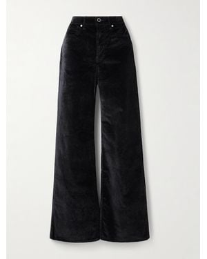 Veronica Beard Taylor Cotton-Blend Velvet Wide-Leg Pants - Black