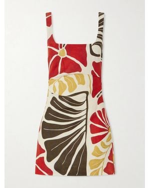SIR. Julietta Floral-Print Linen Mini Dress - Red