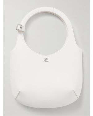 Courreges Holy Buckled Leather Tote - White