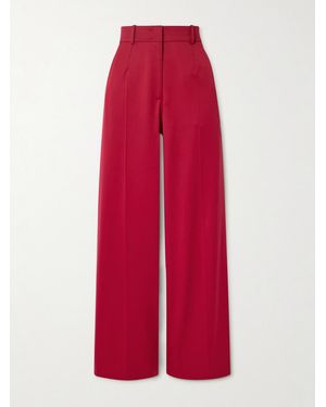 Another Tomorrow Wool-Blend Wide-Leg Trousers - Red