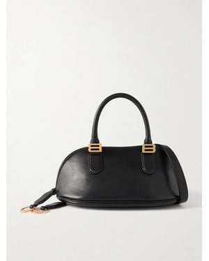 Balenciaga Bolero Embellished Leather Shoulder Bag - Black