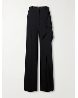 Jil Sander Draped Wool-Sablé Wide-Leg Trousers - Black