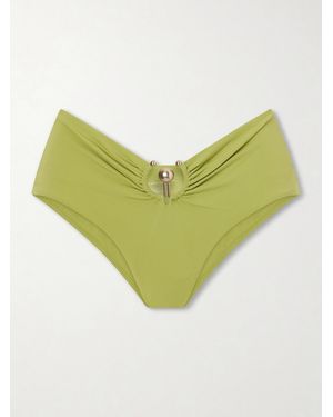 Christopher Esber Ruched Orbit Embellished Bikini Bottoms - Yellow