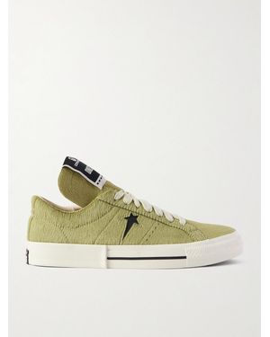 Rick Owens Converse Onestr Leather-Trimmed Cow Hair Trainers - Green