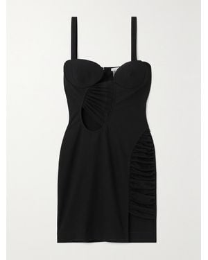 Nensi Dojaka Panelled Cutout Stretch-Crepe And Tulle Mini Dress - Black