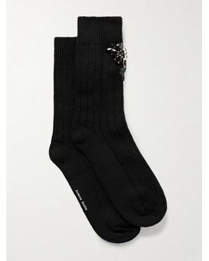 Simone Rocha Socken Aus Einer Gerippten Wollmischung Mit Kristallen - Schwarz