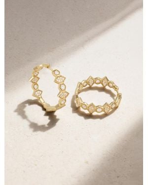 KOLOURS JEWELRY Hexagon Extra Large 18-Karat Diamond Hoop Earrings - Natural