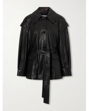 Nour Hammour Perrin Belted Full-Grain Jacket - Black