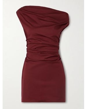 STAUD Phare Draped Cotton-Blend Poplin Mini Dress - Red