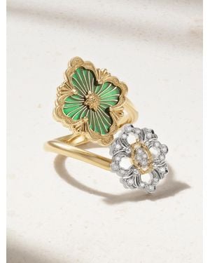 Buccellati Opera Tulle 18-Karat And, Diamond And Enamel Ring - Metallic