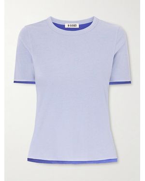 B Sides Reversible Ribbed-Knit Cotton-Crepe T-Shirt - Blue
