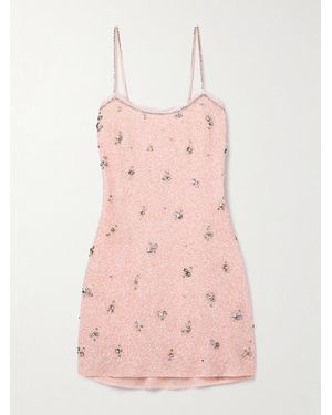 LoveShackFancy Windson Chiffon-Trimmed Embellished Crepe Mini Dress - Pink