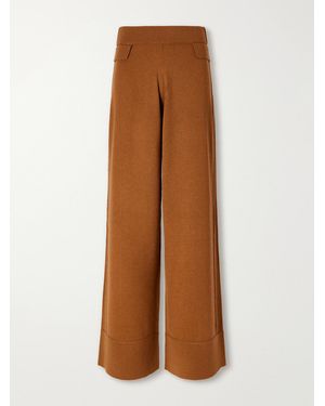 Allude Wool And Cashmere-Blend Wide-Leg Trousers - Brown