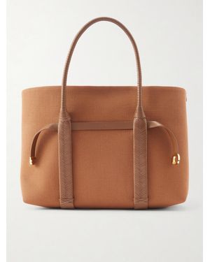 Loro Piana Ghiera Large Leather-Trimmed Canvas Tote - Brown