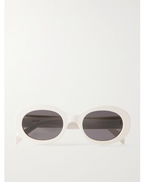 Celine Triomphe Oval-Frame Acetate Sunglasses - White