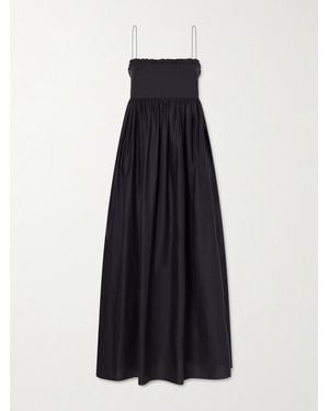 Matteau Empire Ruffled Cotton-Poplin Midi Dress - Blue