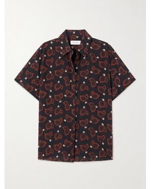 Matteau Printed Silk Crepe De Chine Shirt - Black