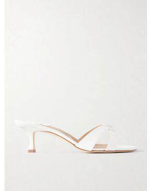 Manolo Blahnik Callamu 50 Patent Leather Mules - Natural