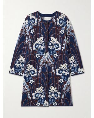 Cara Cara Vicky Embellished Metallic Jacquard-Knit Wool-Blend Jacket - Blue